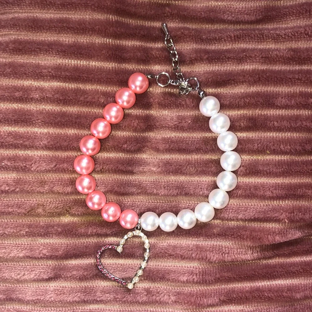 Dog Pearl Necklace (S) Pink & White Necklace for pets